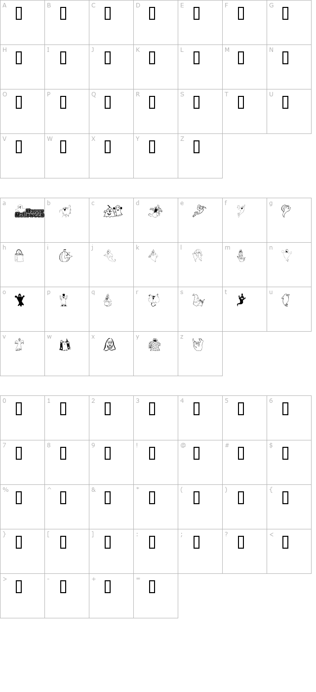 spooky-magic character map