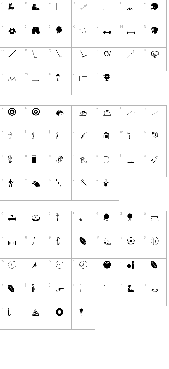 sports-hobbies character map