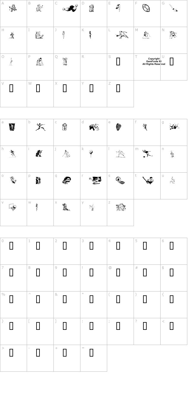 Sportzs character map