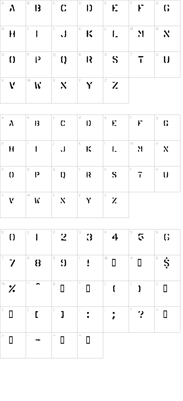 spraystencil character map