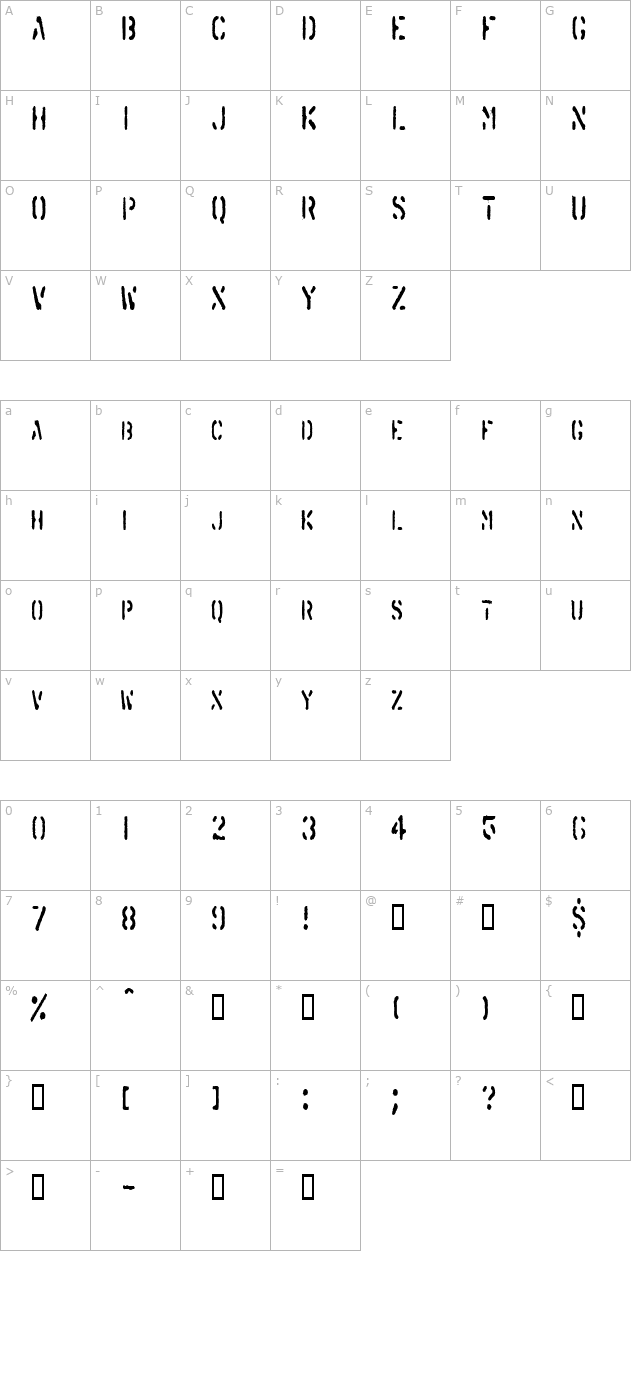 spraystencilcondensed character map