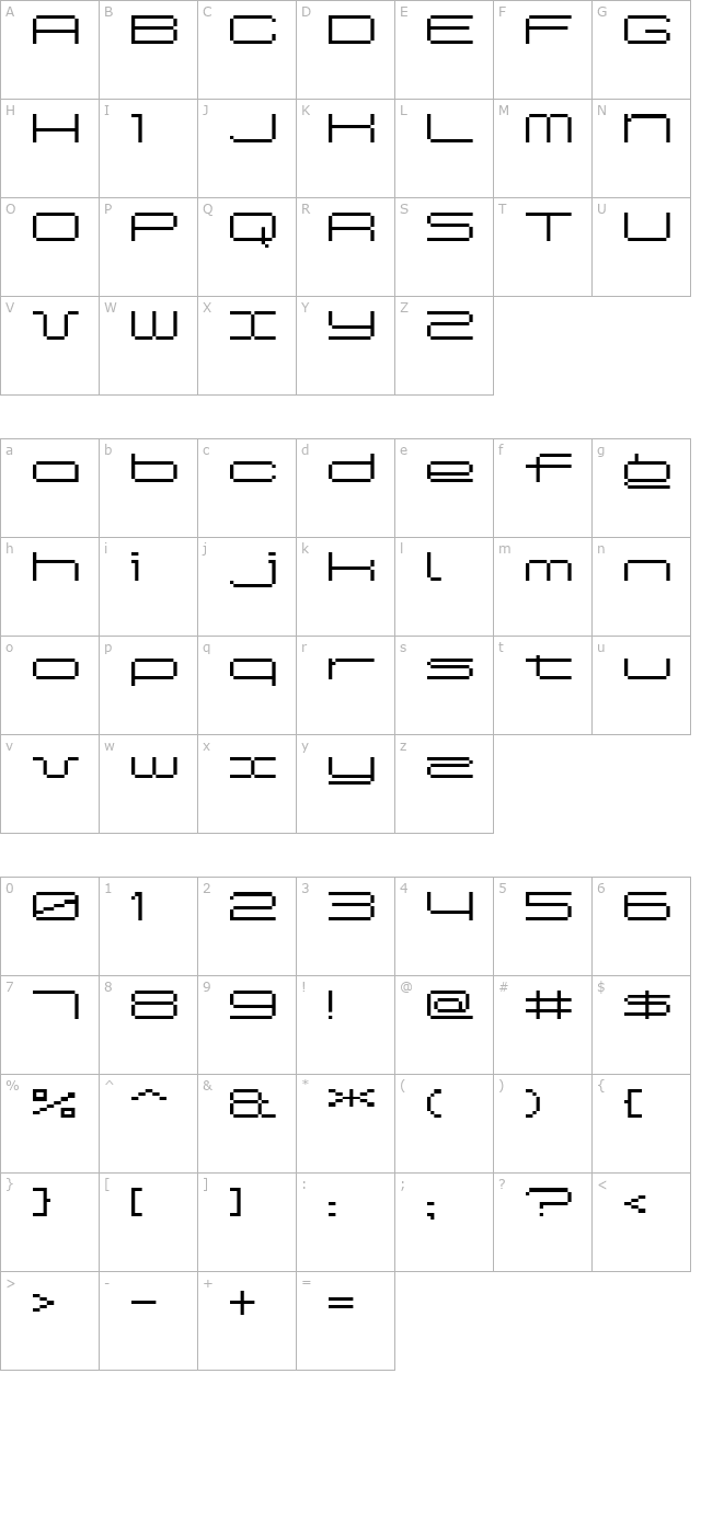 Spread BitA10 character map