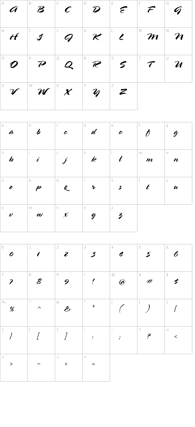 SpringLPStd character map