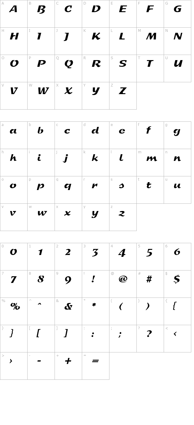 sprint-regular character map