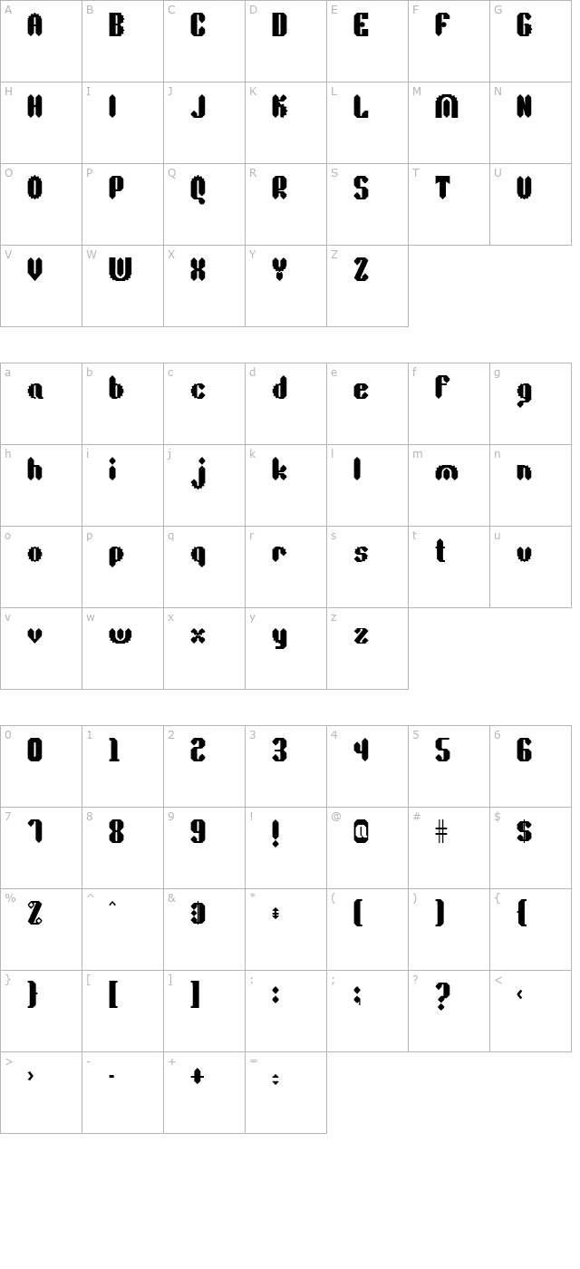 Sprokett Outerkog character map