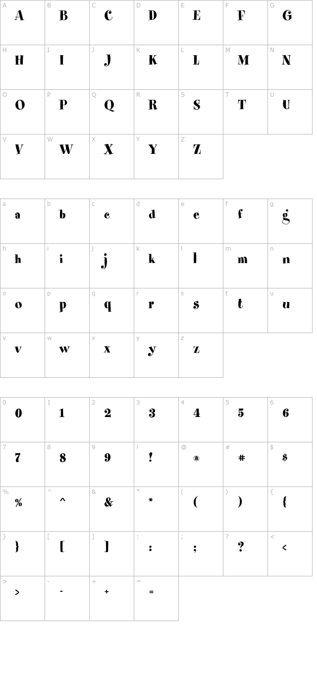 SpumoniLPStd character map