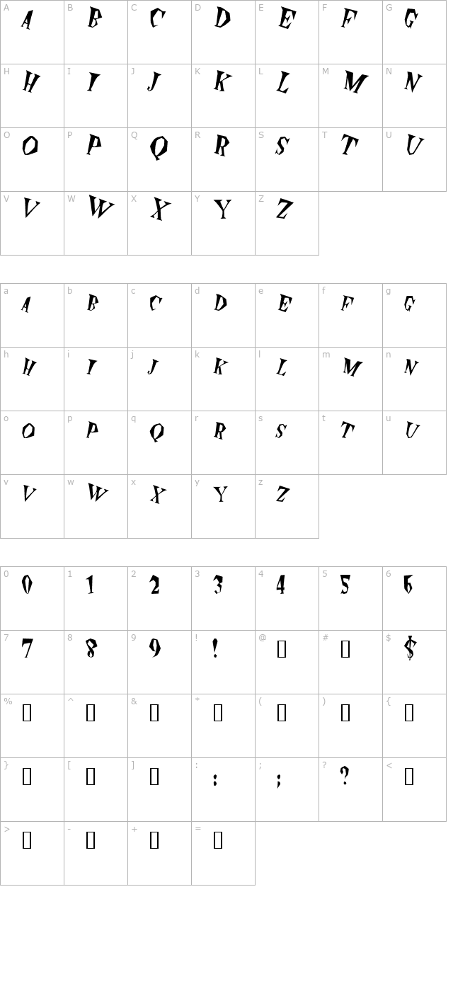 spunk-italic character map