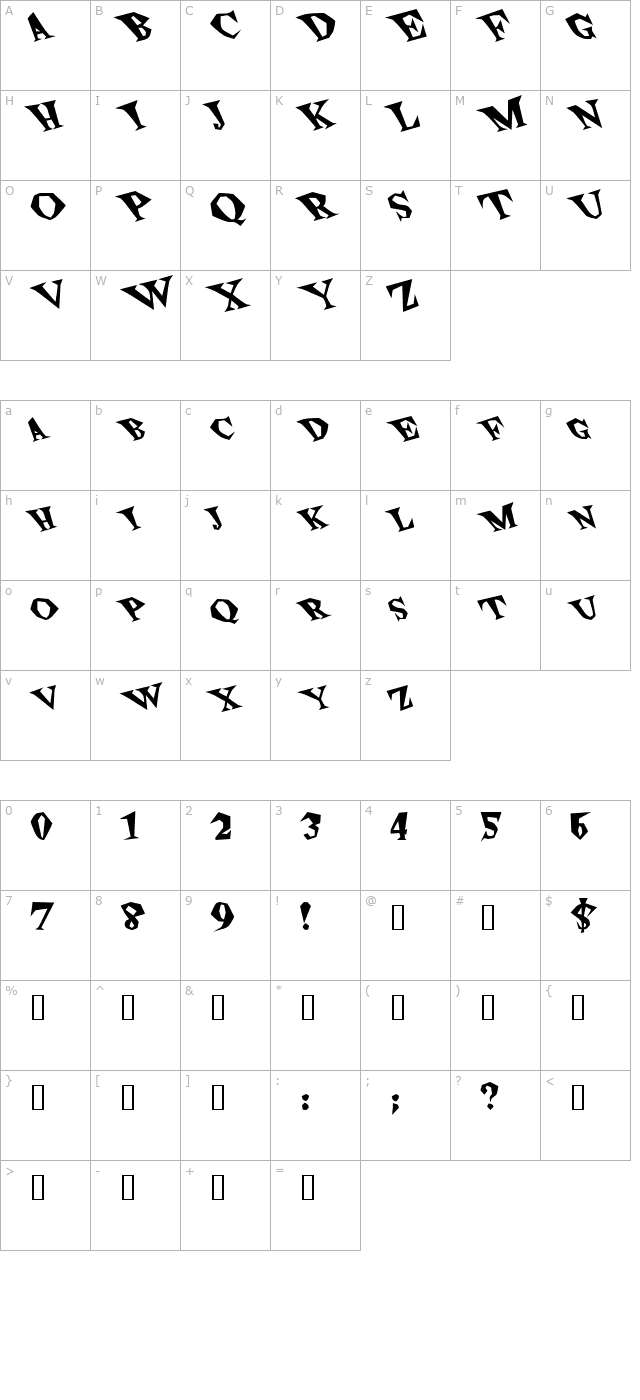 spunkextended-bold character map