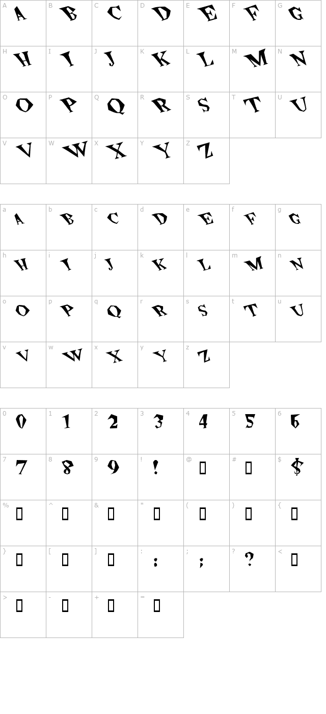 spunkextended character map