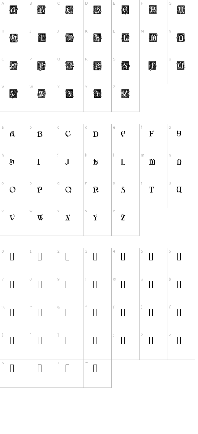 Square Caps character map