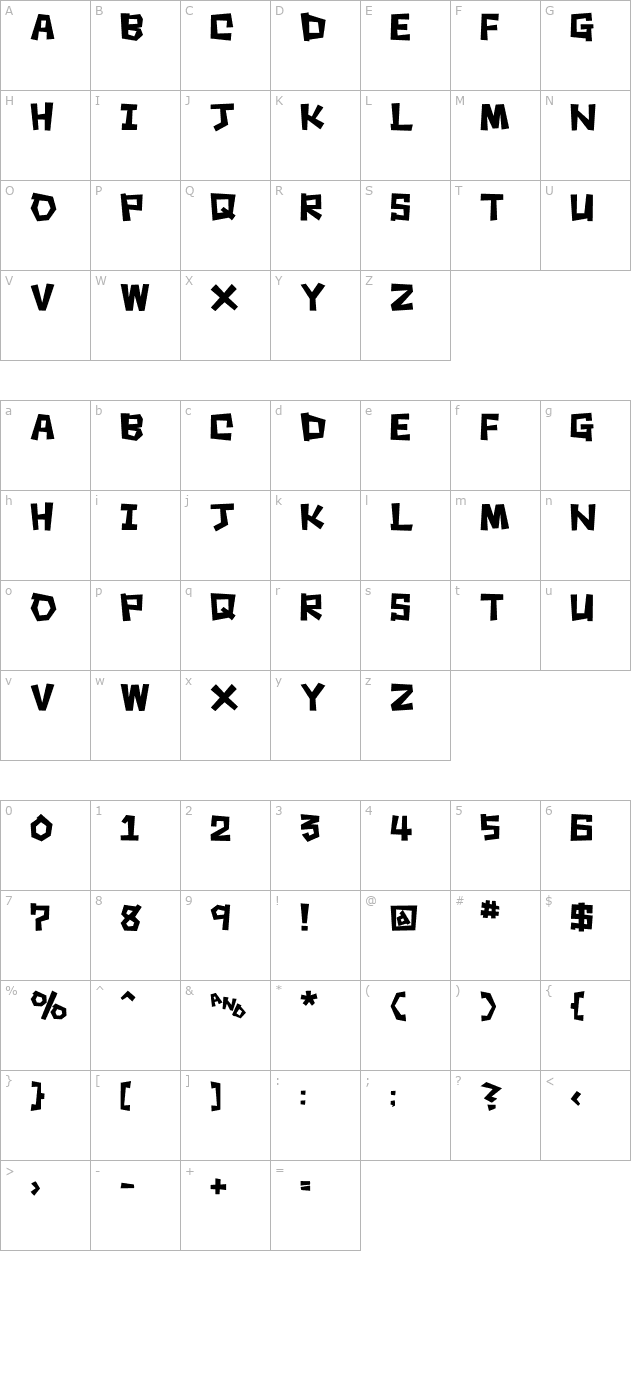 square-rough character map