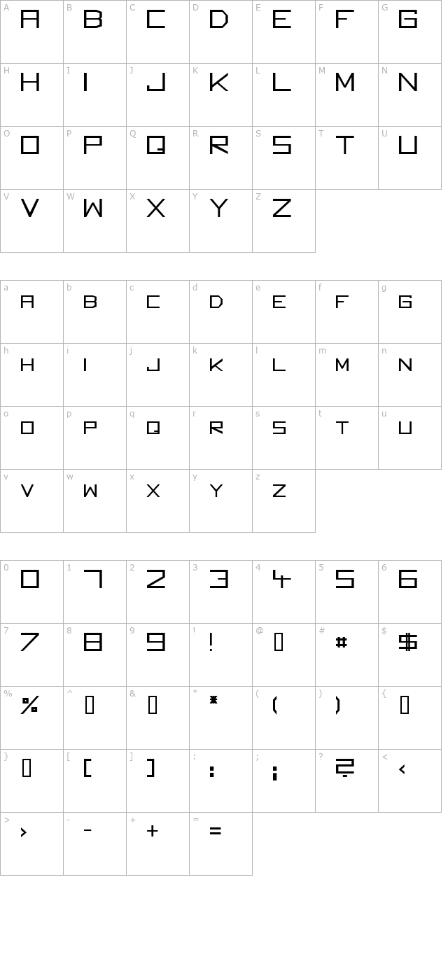 Square Unique Normal character map