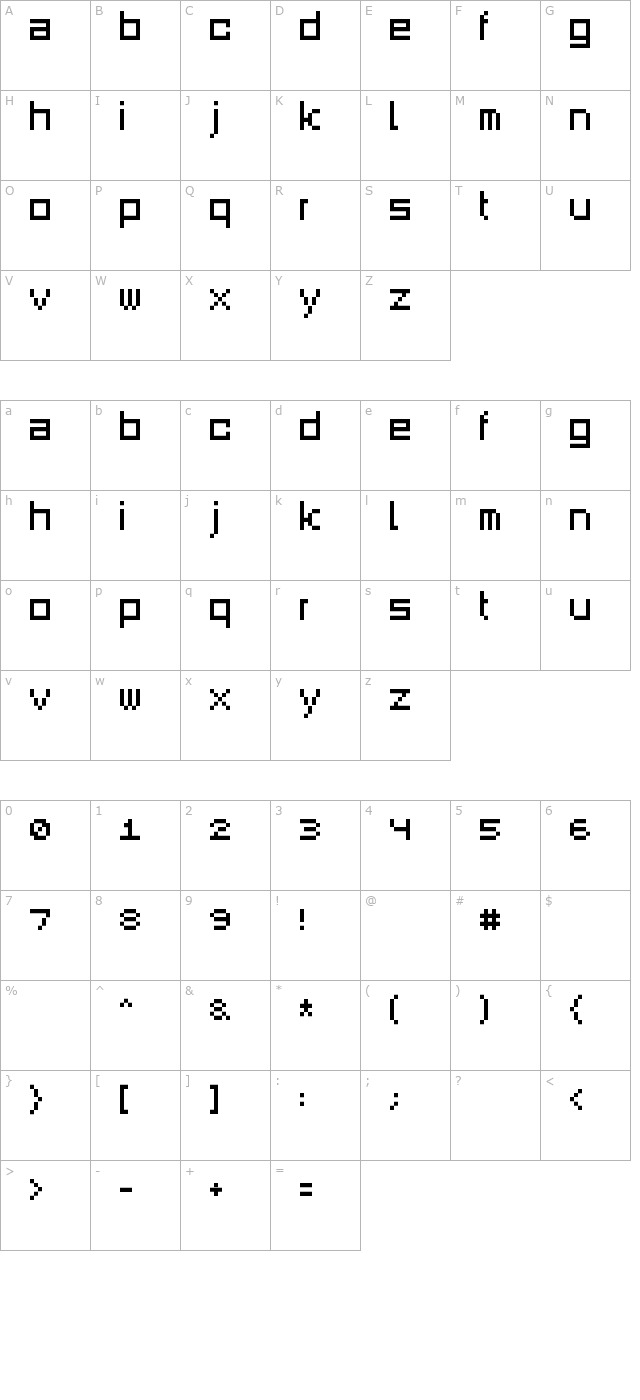 SquareDance00 character map