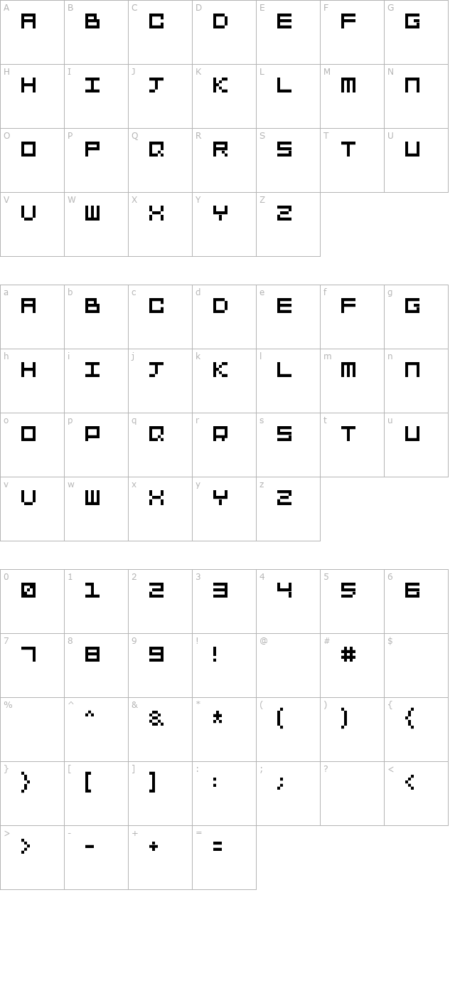 SquareDance10 character map