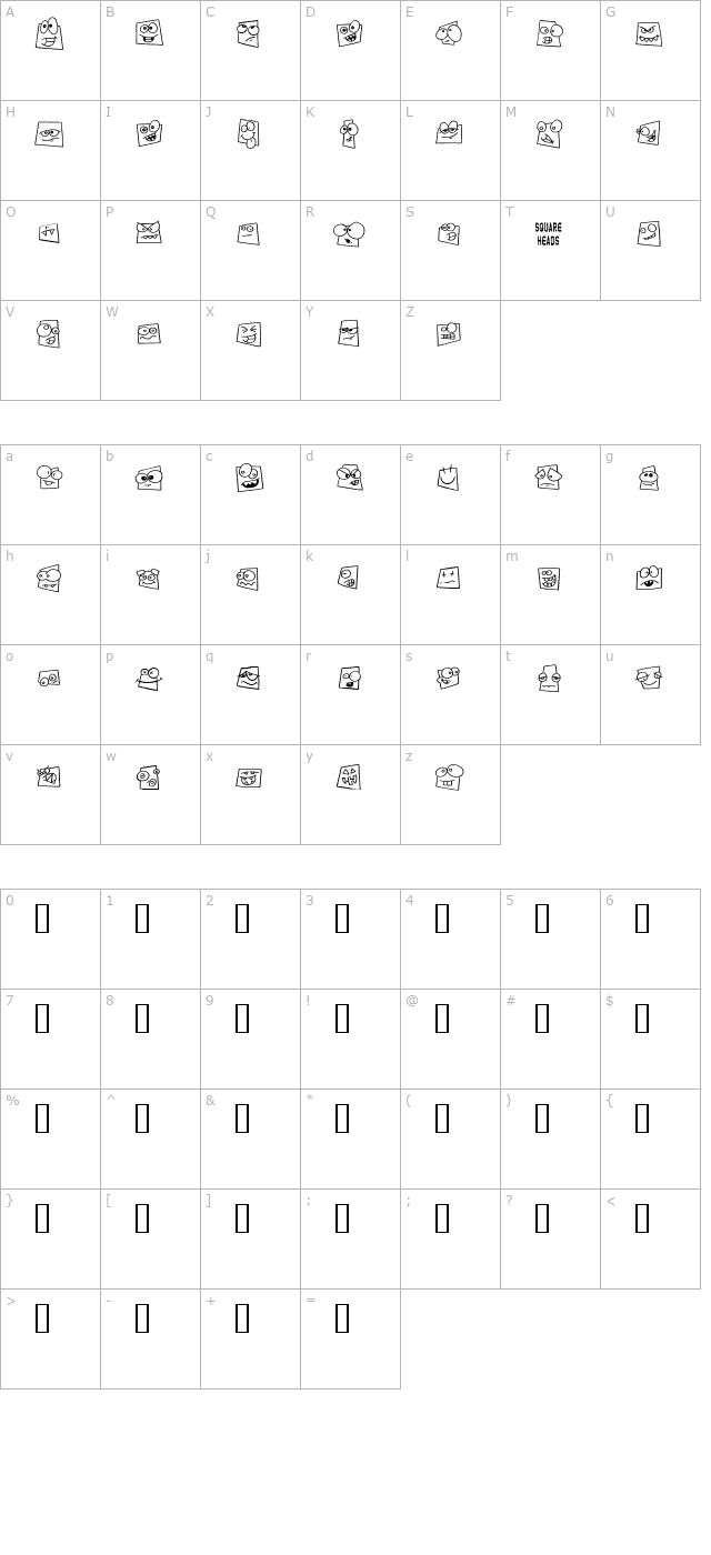 squareheads character map