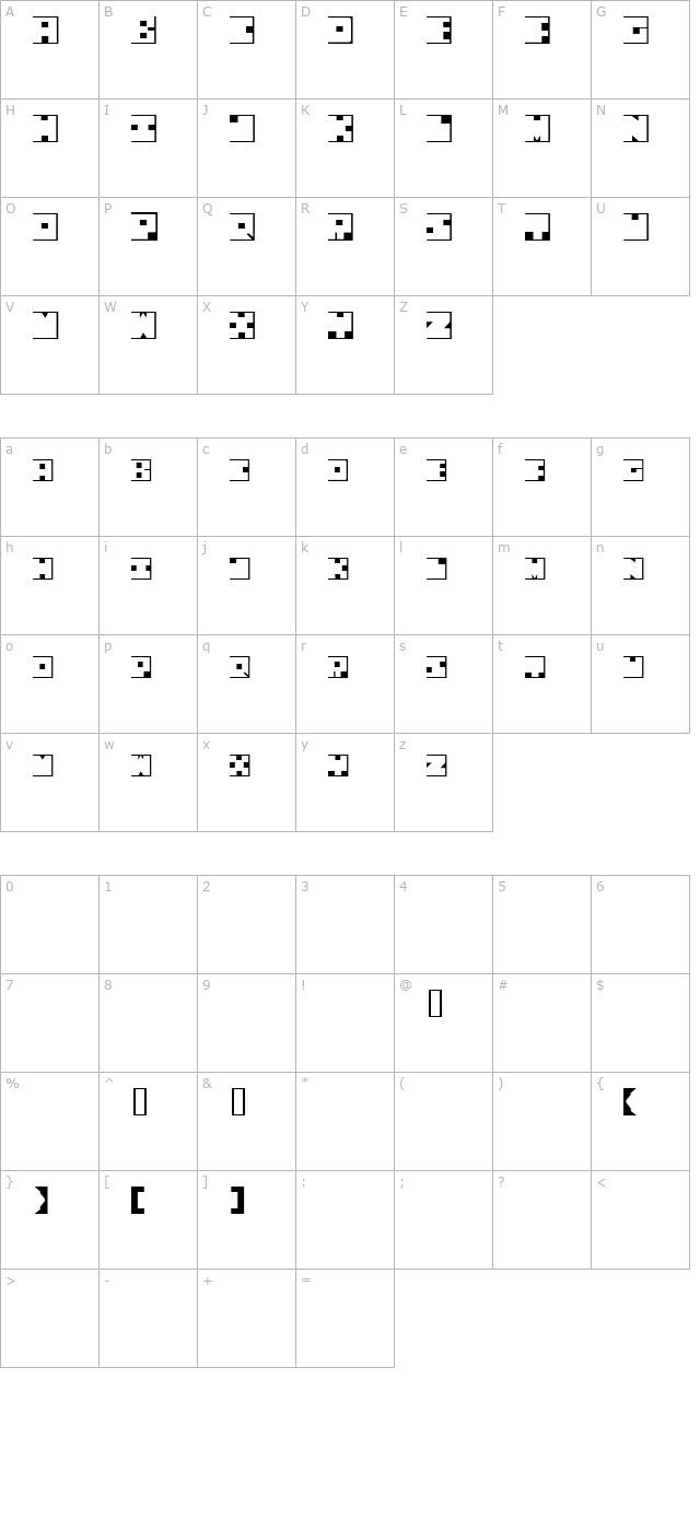 Squaresville2 character map