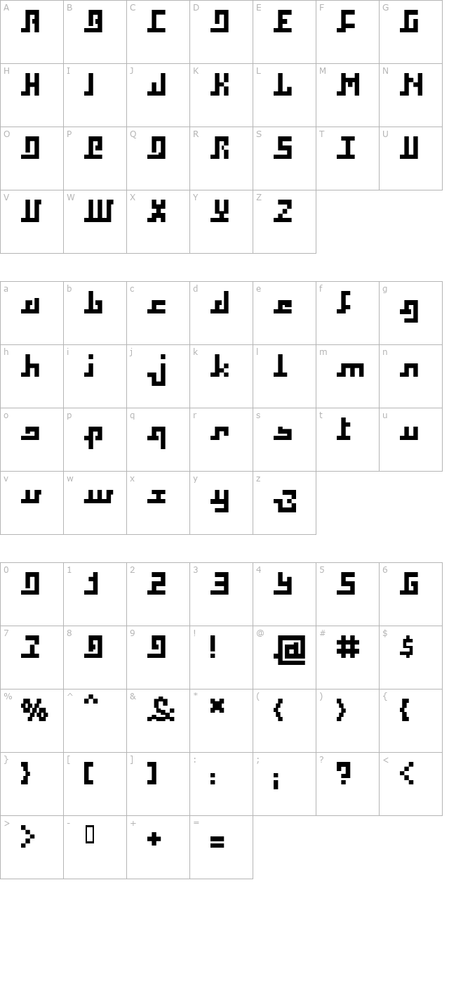 squaropen-bold character map