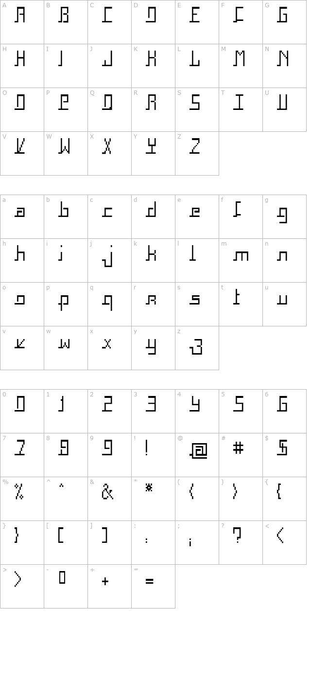 Squaropen Condensed character map