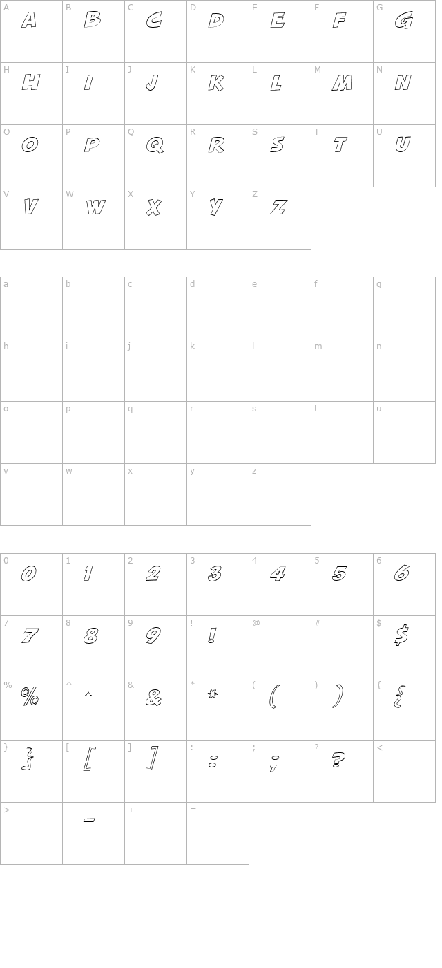 Squash MN Outline character map