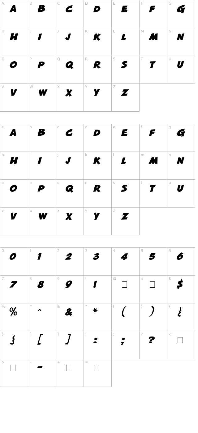 Squash MN character map