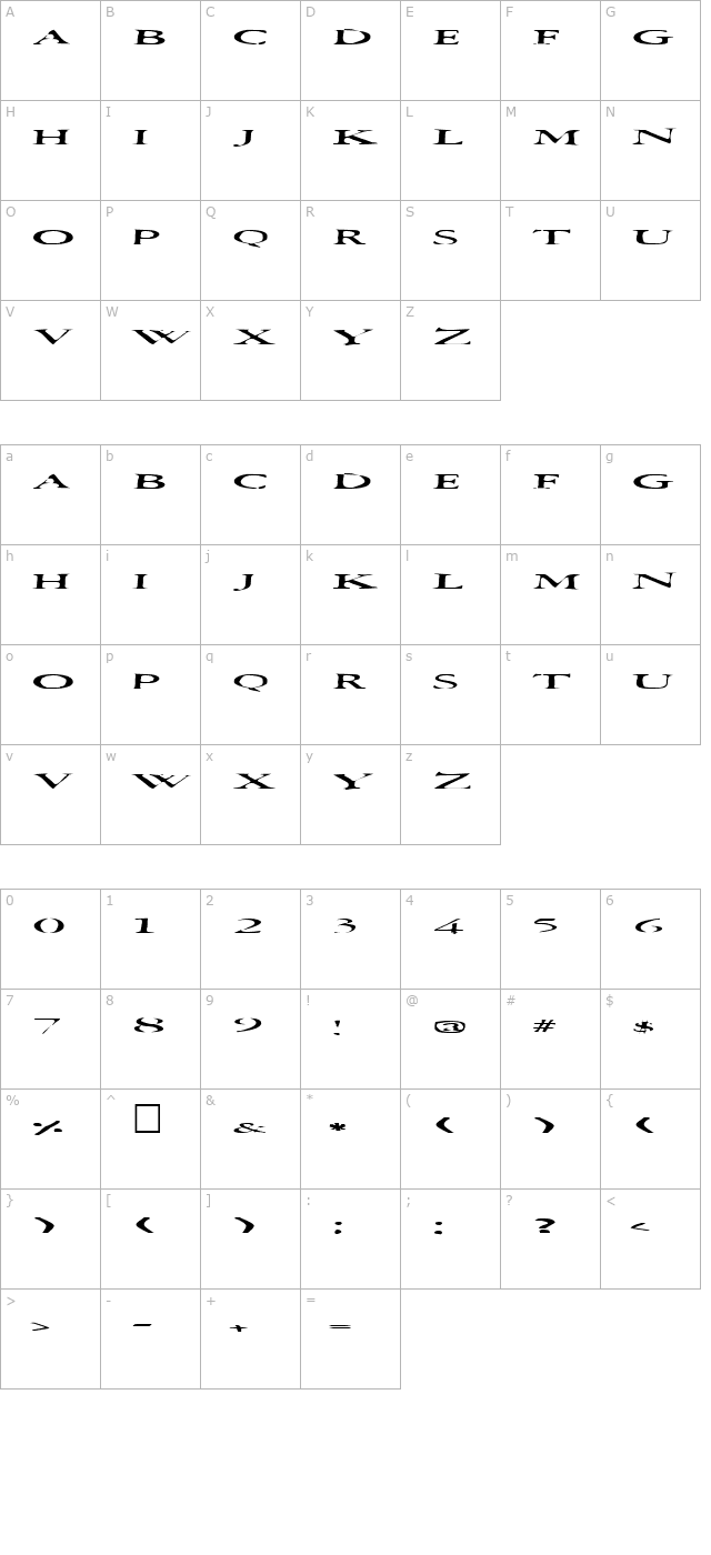 Squish character map