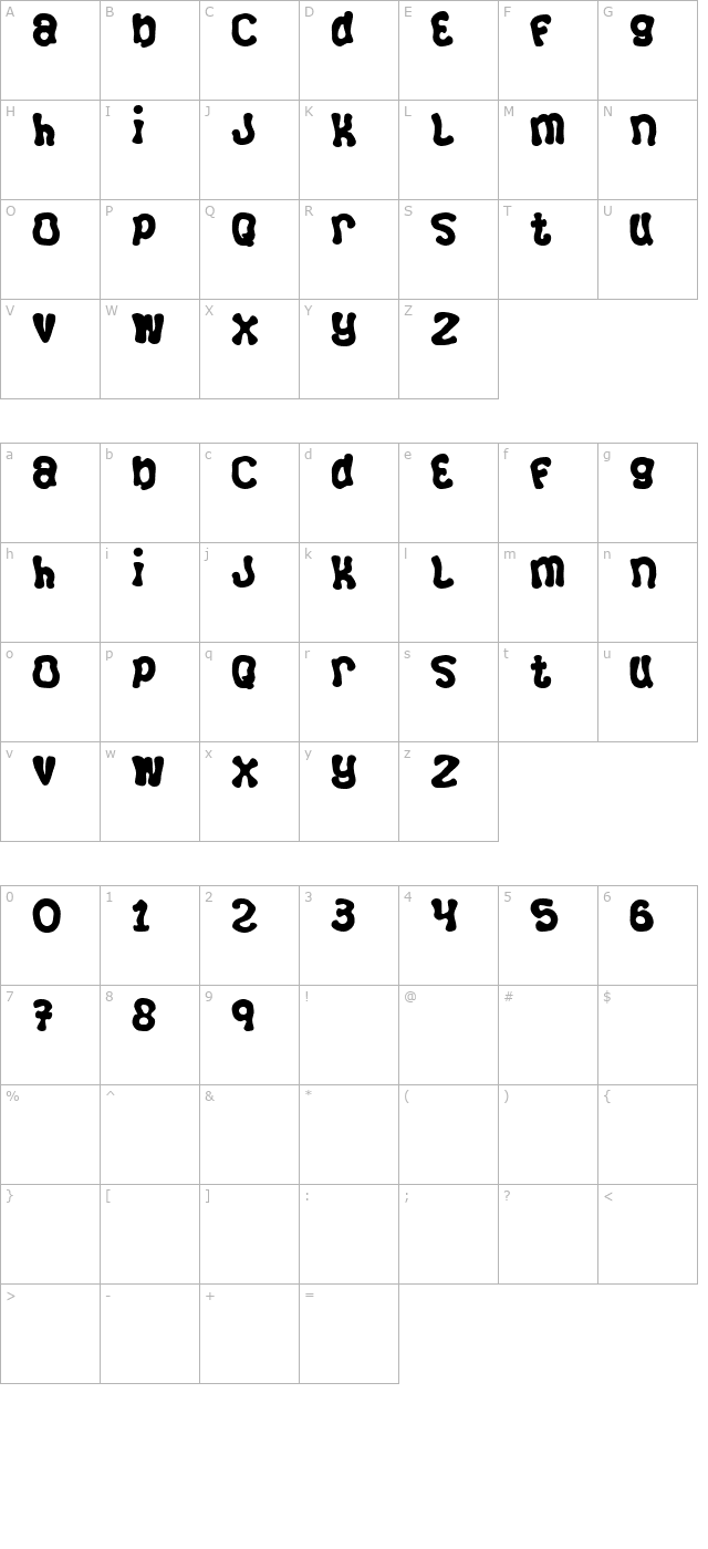 Squizzlie character map