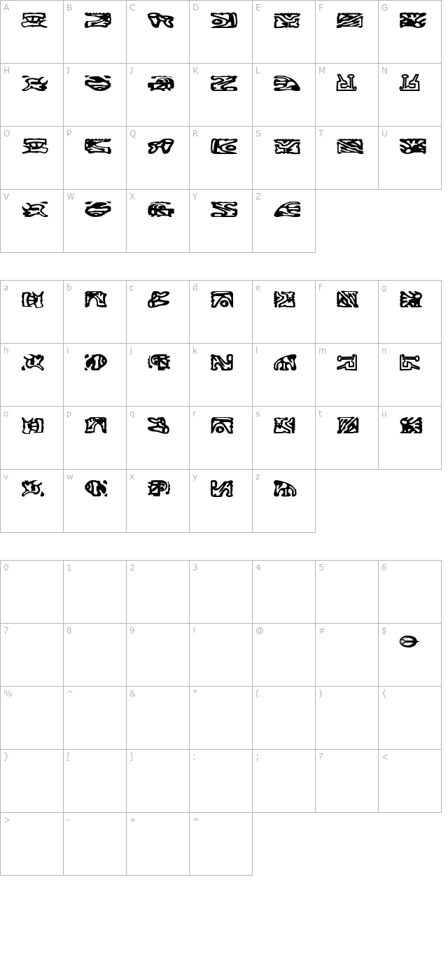 ST Bajoran Ideogram character map