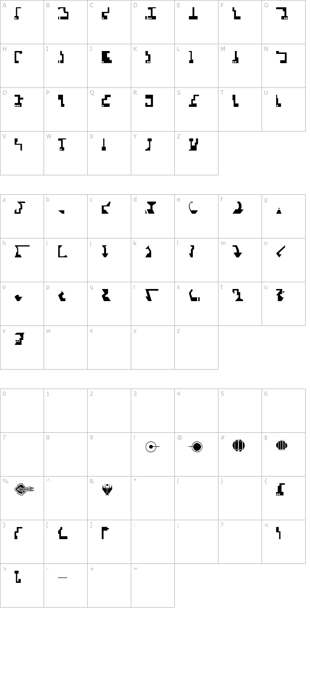 ST Cardassian character map