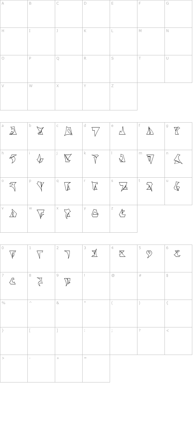 ST Klinzhai Hollow character map