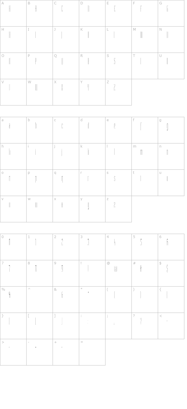 ST Moviehead Ultra-condensed UltraLight character map