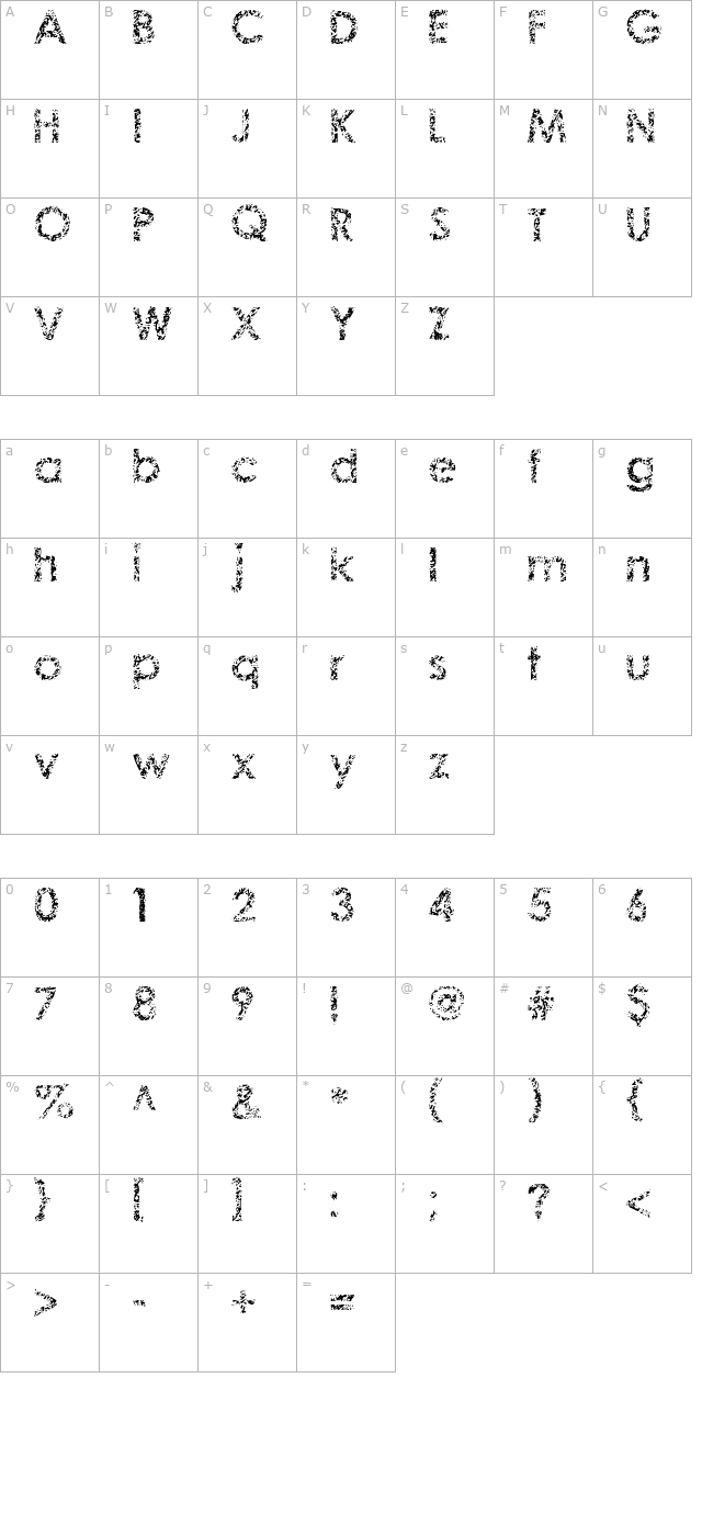 Staccatissmo character map