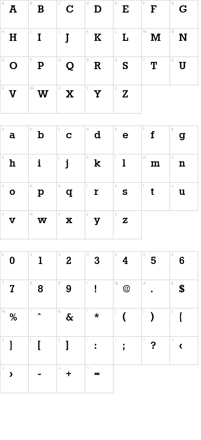 Stafford-Medium character map