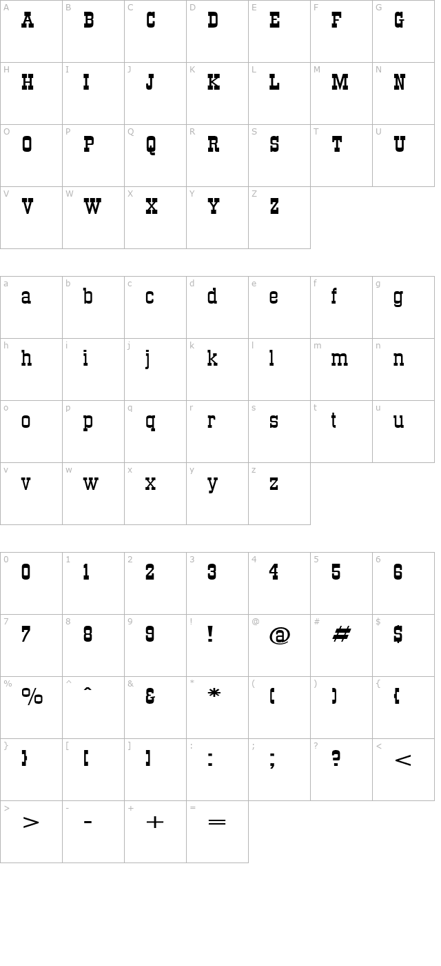 StagecoachExtended character map