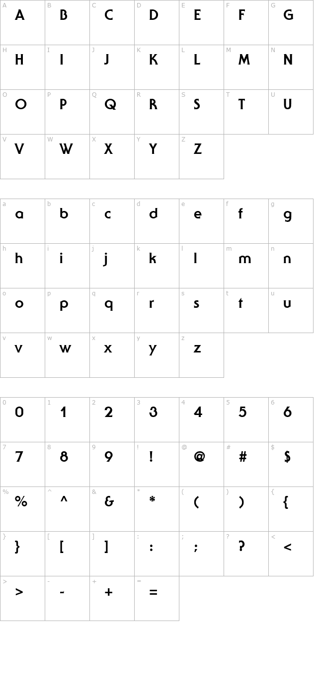 Staid Regular character map