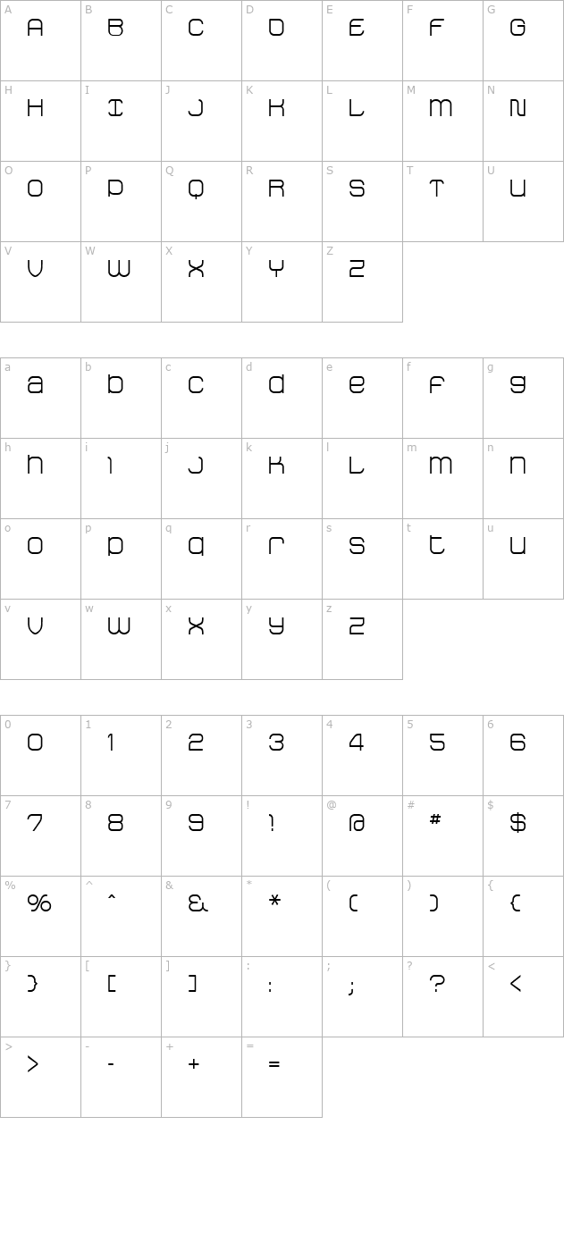 StakRegular character map