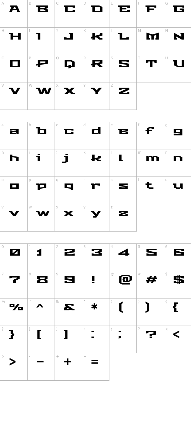 Stalin One character map