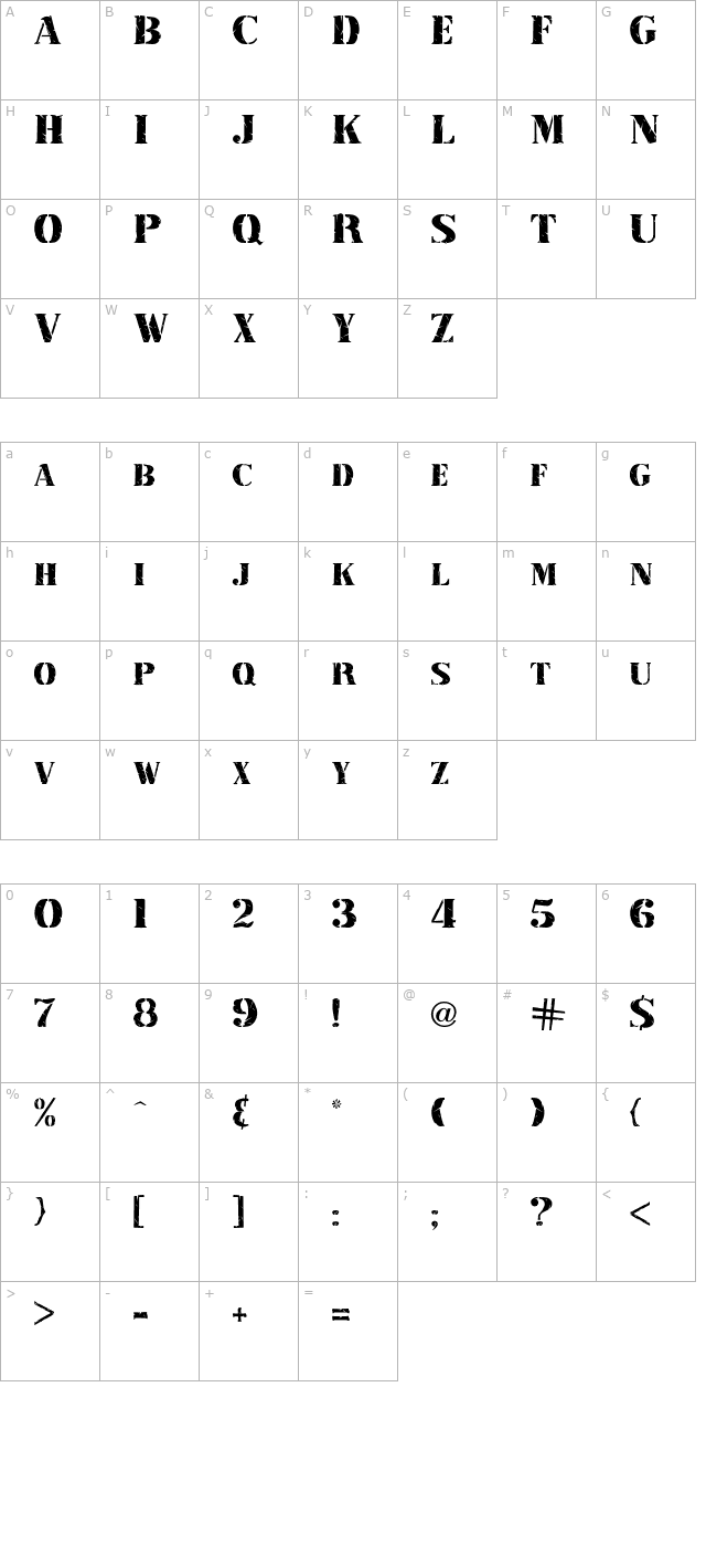 Stamp Font character map