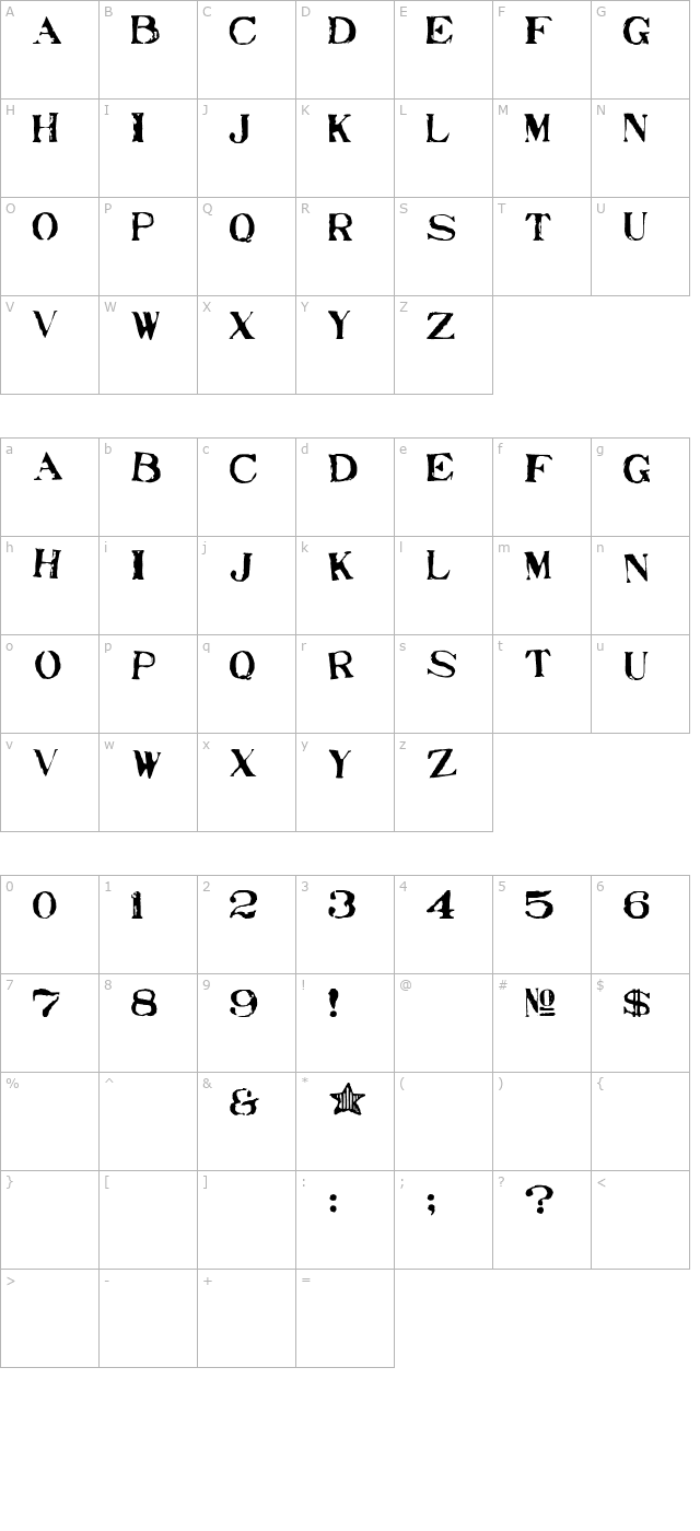 Stampede Regular character map