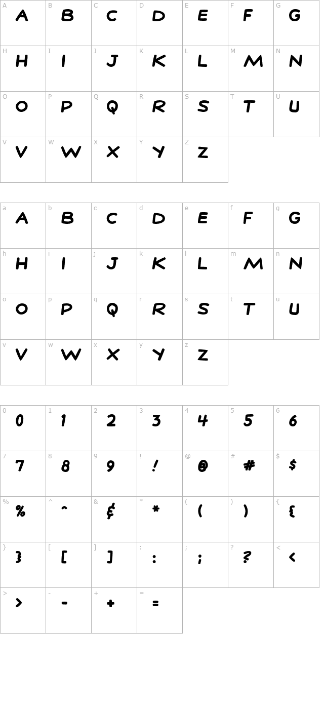 StanLee-Bold character map