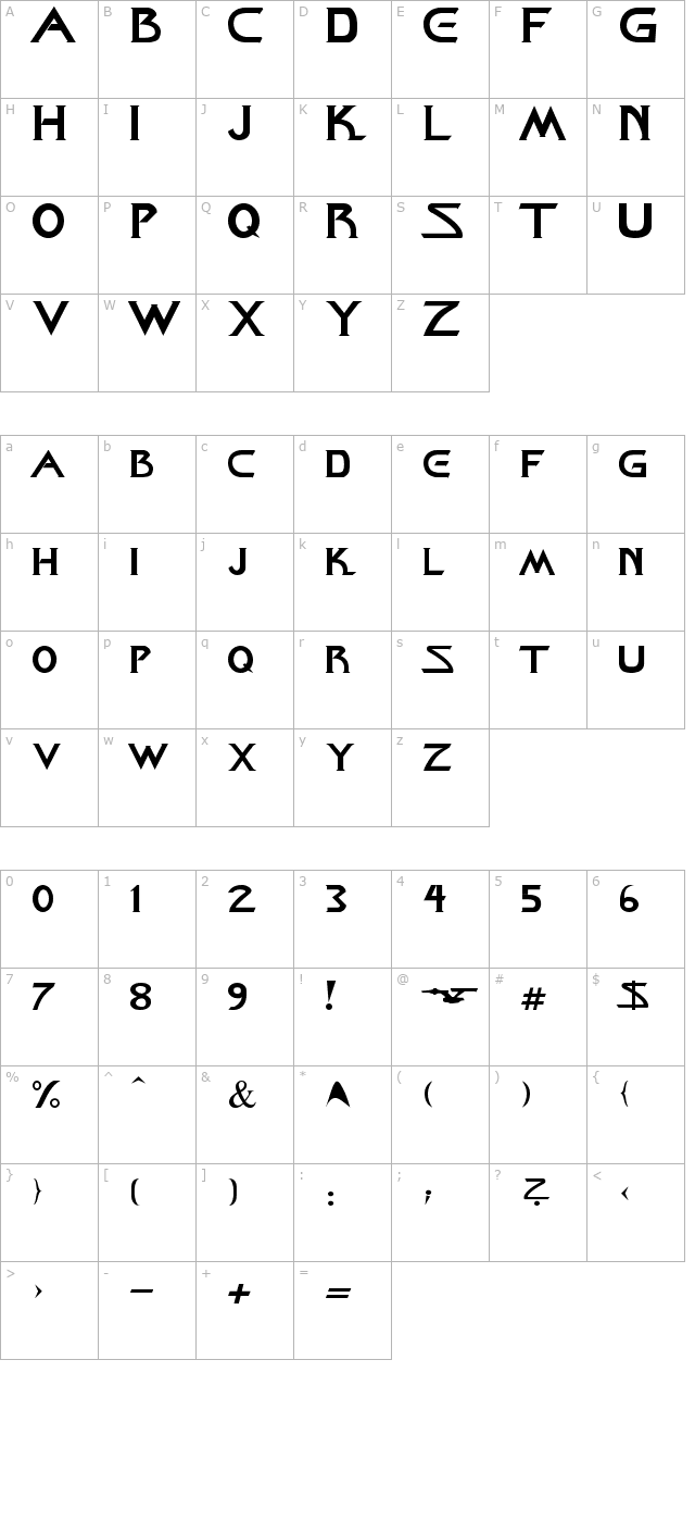 star-cine character map