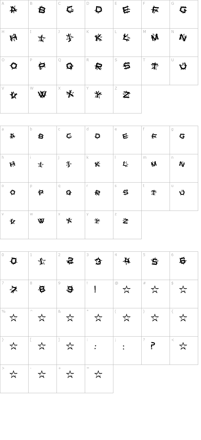 star-dust character map