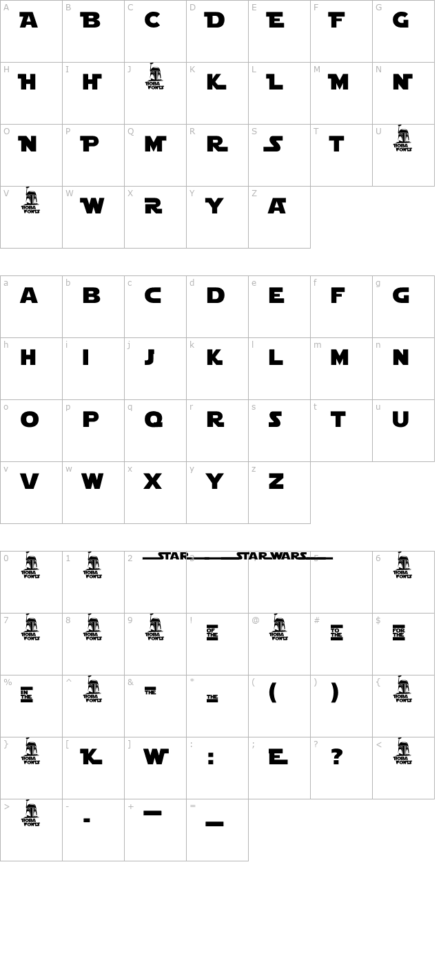 Star Jedi Logo DoubleLine1 character map