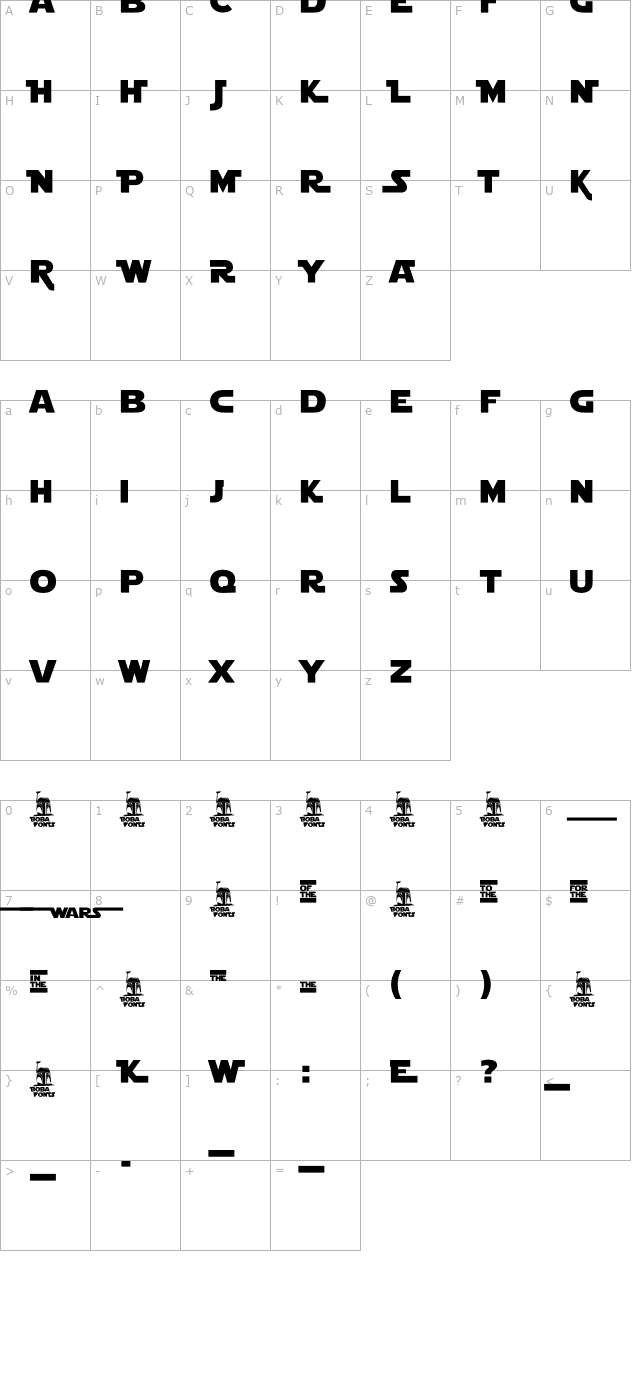 Star Jedi Logo DoubleLine2 character map