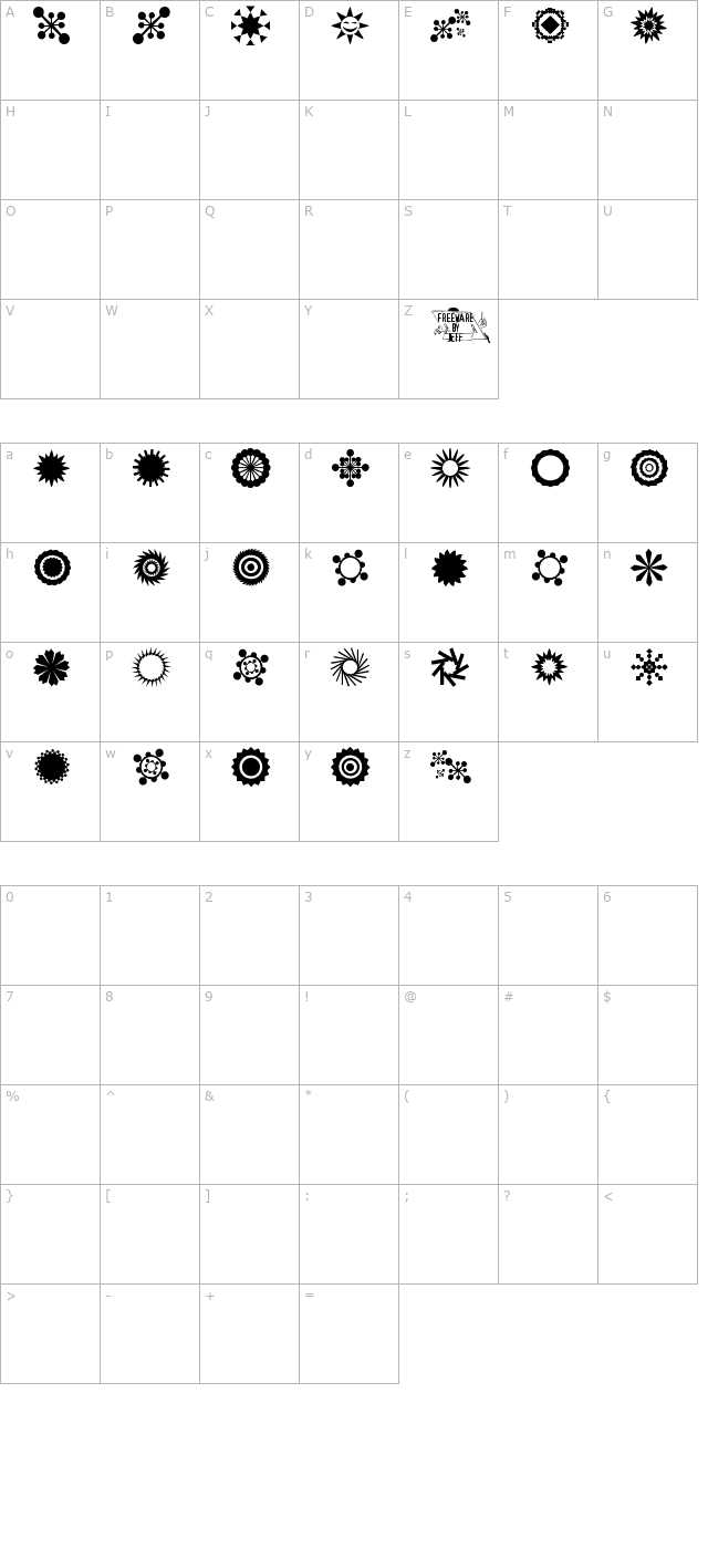 Star Time Three JL character map