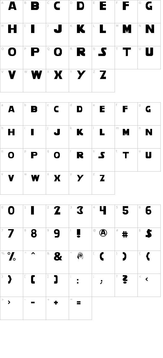 Star Vader character map