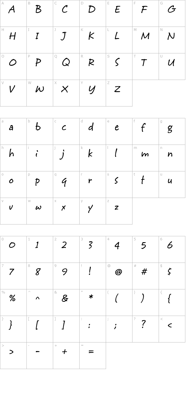 StarbabeHmkBold character map