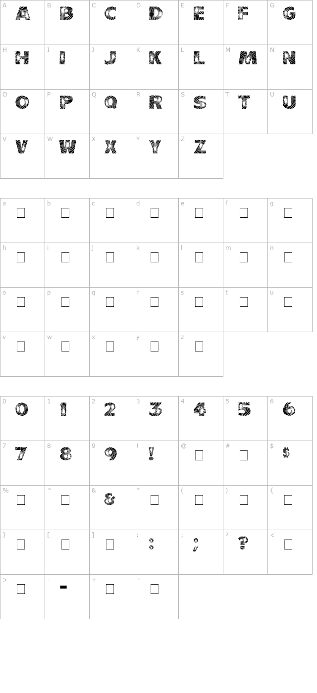 Starburst Medium character map