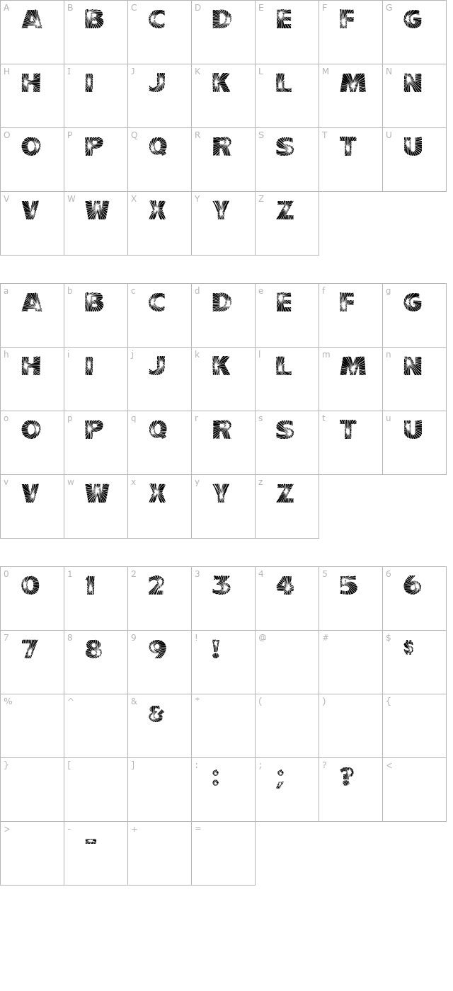 Starburst character map