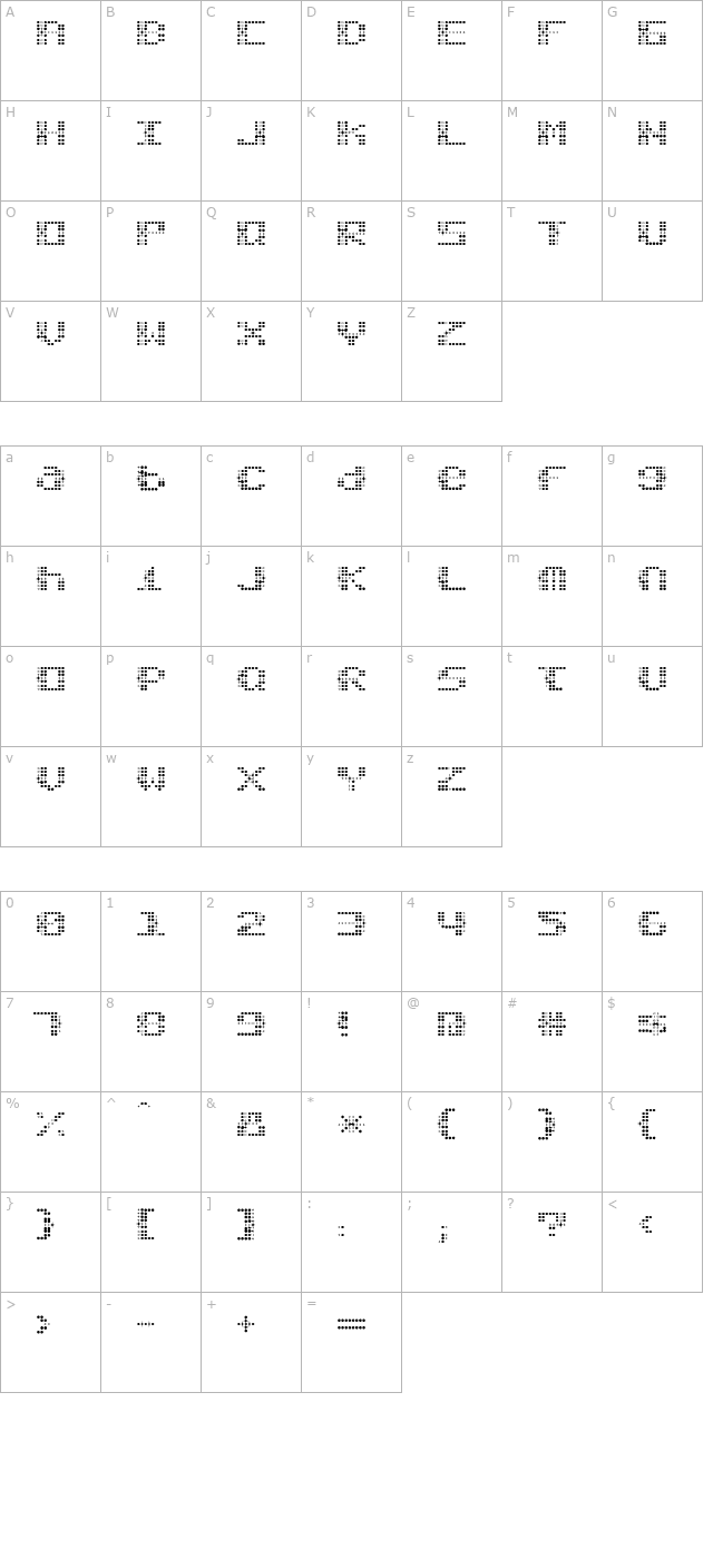 Stardust-B character map