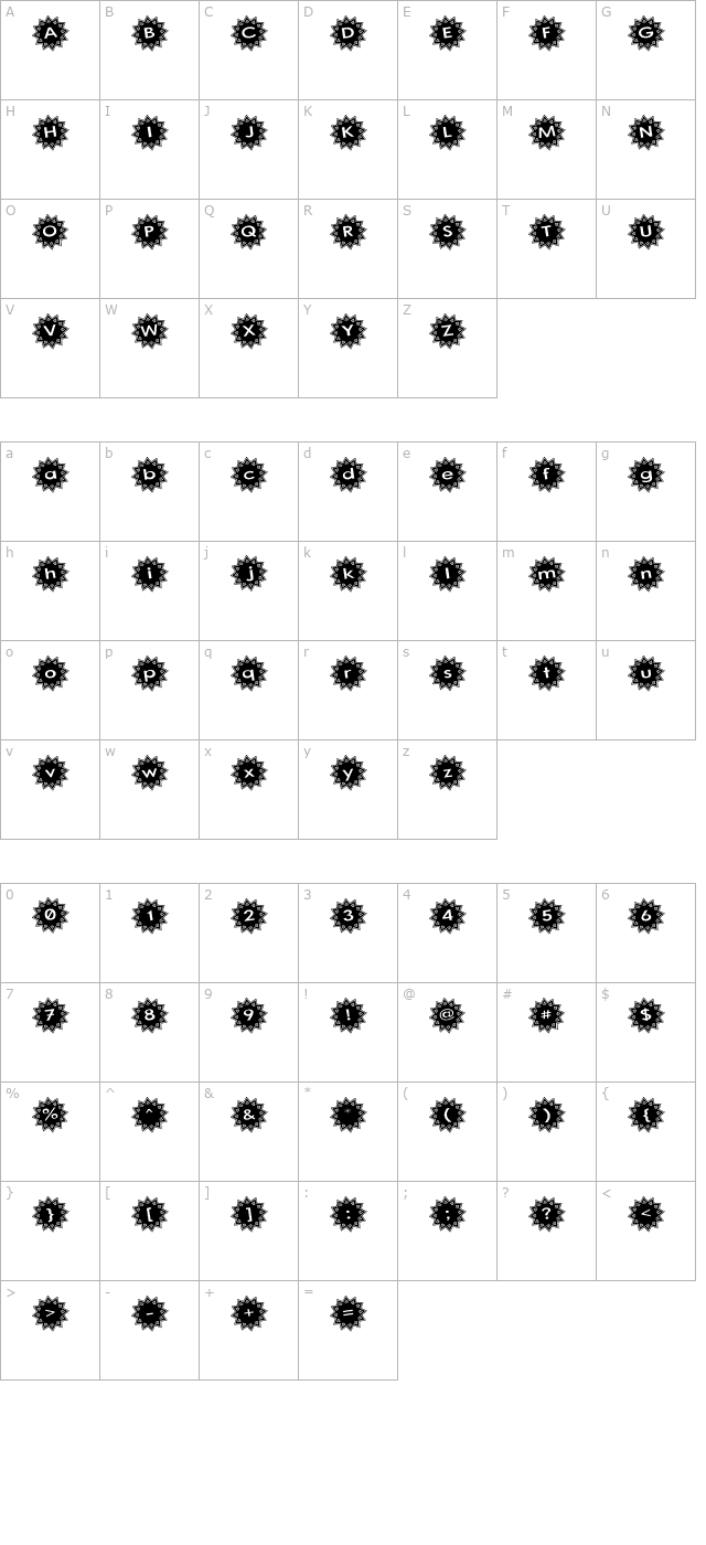 Stargit Ver2 character map